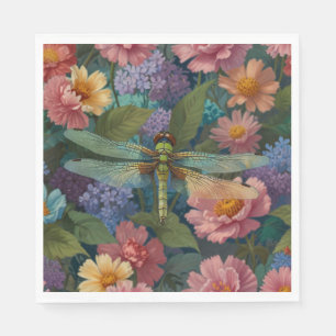 Serviette En Papier Vintage bohème chic floral pastel jardin libellule