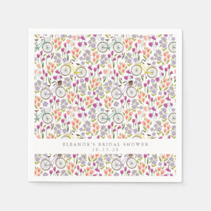 Serviette En Papier Vintage Bohème Vélo Fleurs Personnalisé Mariage