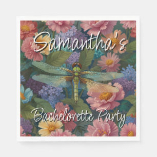 Serviette En Papier Vintage boho chic pastel floral dragonfly party