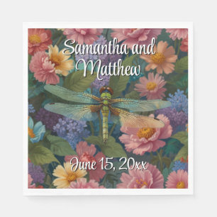 Serviette En Papier Vintage boho chic pastel jardin floral dragonfly