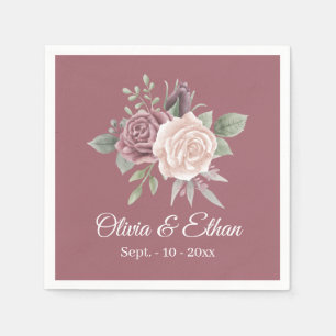 Serviette En Papier Vintage Boho Dusty Rose Floral rose Mariage