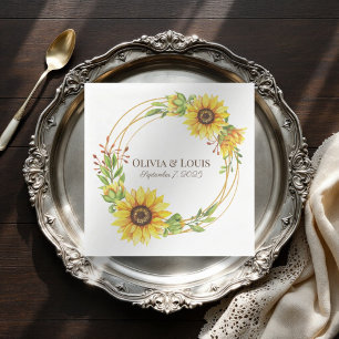Serviette En Papier Vintage boho mariage tournesols romantique