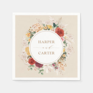 Serviette En Papier Vintage Boho Pampas Tropical Mariage Floral Grass