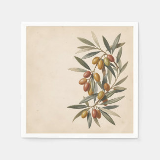 Serviette En Papier Vintage Botanical Olive Branch Olives