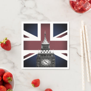 Serviette En Papier Vintage British Flag & Big Ben, Londres, Royaume-U
