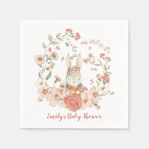 Serviette En Papier Vintage Bunny Florals Feuille Baby shower fille