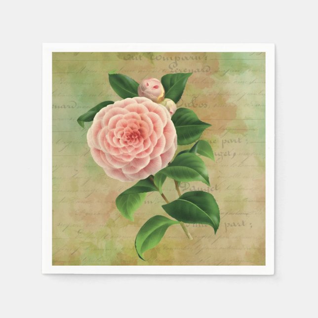 Serviette En Papier Vintage Camellia Botanique (Devant)