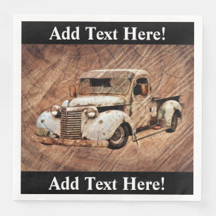 Serviette En Papier Vintage Camion Rustique Dîner en papier de bois