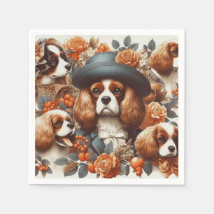 Serviette En Papier Vintage Cavalier King Charles Peinture espagnole