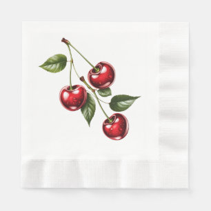 Serviette En Papier Vintage Cherry Illustration Paper Napkins