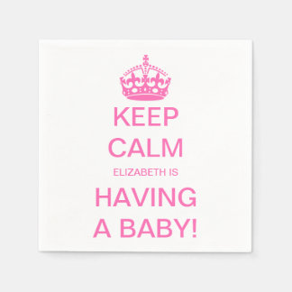 Serviette En Papier Vintage Conserver le calme Baby shower fille rose