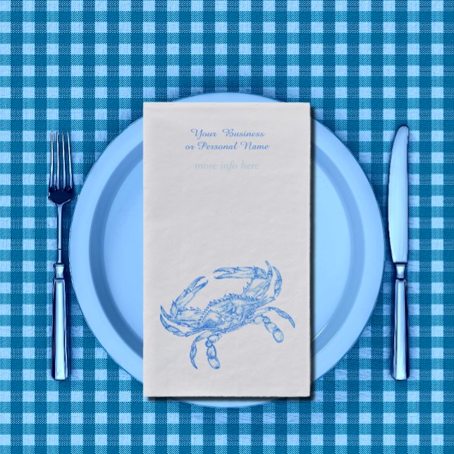 Serviette En Papier Vintage crabe bleu personnalisé (Créateur téléchargé)