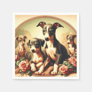 Serviette En Papier Vintage Cute Italien Greyhound Peinture