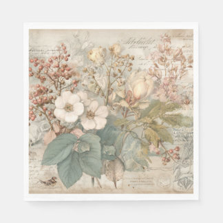 Serviette En Papier Vintage Ephemera Botanical Collage