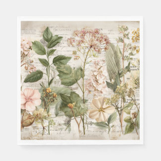 Serviette En Papier Vintage Ephemera Botanical Collage