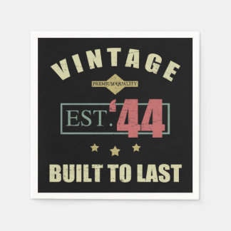 Serviette En Papier Vintage Est. 1944 80e anniversaire