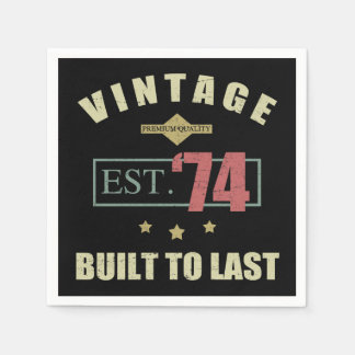 Serviette En Papier Vintage Est. 1974 50e anniversaire