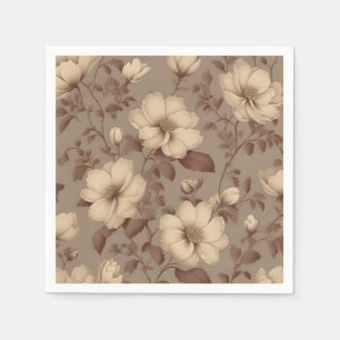 Serviette En Papier Vintage Faded Floral Élégant Brown