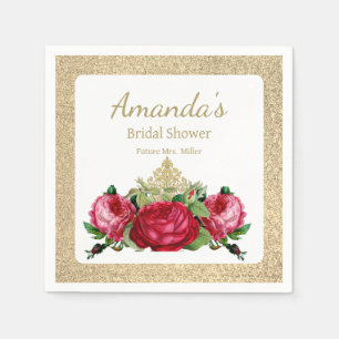 Serviette En Papier Vintage Fête de Mariage Florale Rose