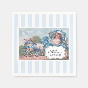 Serviette En Papier Vintage fille en transport avec Baby shower d'agne