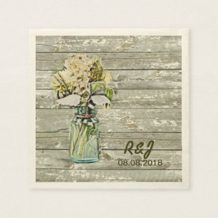 Serviette En Papier vintage fleurs occidentales mason jar grange maria