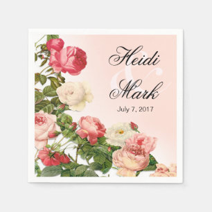 Serviette En Papier Vintage Floral Romance Roses roses roses   rose pâ