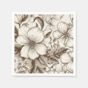 Serviette En Papier Vintage Floral Sepia Motif (14)