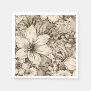 Serviette En Papier Vintage Floral Sepia Motif (3)