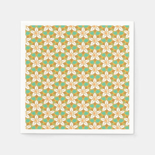 Serviette En Papier Vintage Floral vert et jaune motif Jonquil