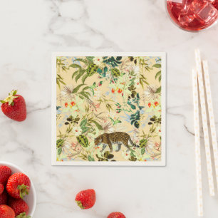 Serviette En Papier Vintage Flower Jungle Tropical
