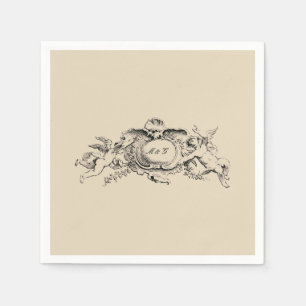 Serviette En Papier Vintage frontière baroque Rococo avec les coeurs