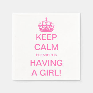 Serviette En Papier Vintage Garder le calme rose Fille Baby shower fêt
