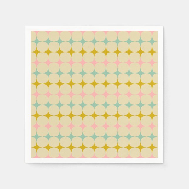Serviette En Papier Vintage Géométrique Pastel Étoiles Mod Fête de Mar (Devant)