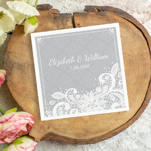 Serviette En Papier Vintage Glam Blanc dentelle Russe Mariage Personna