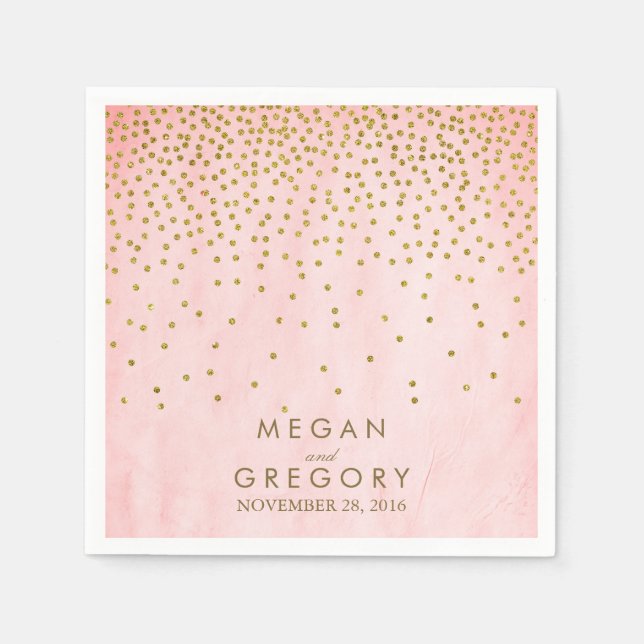 Serviette En Papier Vintage Gold Confetti rose (Devant)