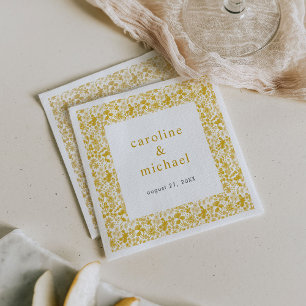 Serviette En Papier Vintage Golden Ditzy Floral Mariage Cocktail