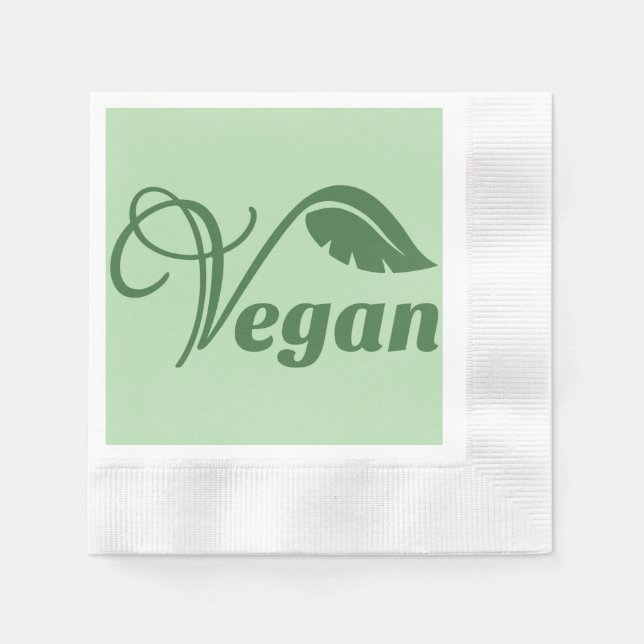Serviette En Papier Vintage Green Vegan Logo Leaf (Devant)