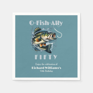 Serviette En Papier Vintage Gros Poisson L'appât OFishAlly 50e Anniver