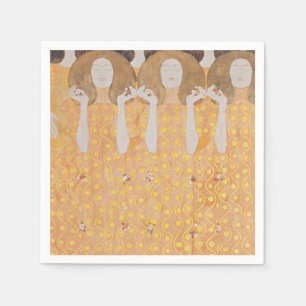 Serviette En Papier Vintage Gustav Klimt Art Nouveau Floral Doré