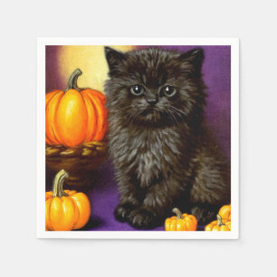 Serviette En Papier Vintage Halloween Kitten