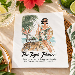 Serviette En Papier Vintage Havana Tropical Tiger Cocktail Anniversair
