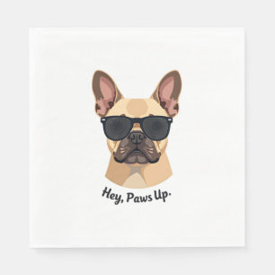 Serviette En Papier Vintage Hey, Paws Up Lunettes de soleil Bouledogue