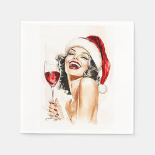 Serviette En Papier Vintage Holiday Cheer en Aquarelle
