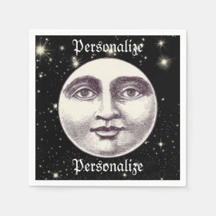 Serviette En Papier Vintage homme dans la pleine lune visage lune