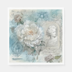 Serviette En Papier Vintage Inspiré Blue Shabby Chic Floral