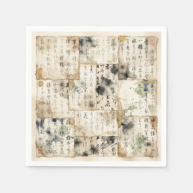 Serviette En Papier Vintage Japanese Calligraphy Art (2) (Devant)