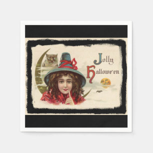 Serviette En Papier Vintage Jolly Halloween Witch