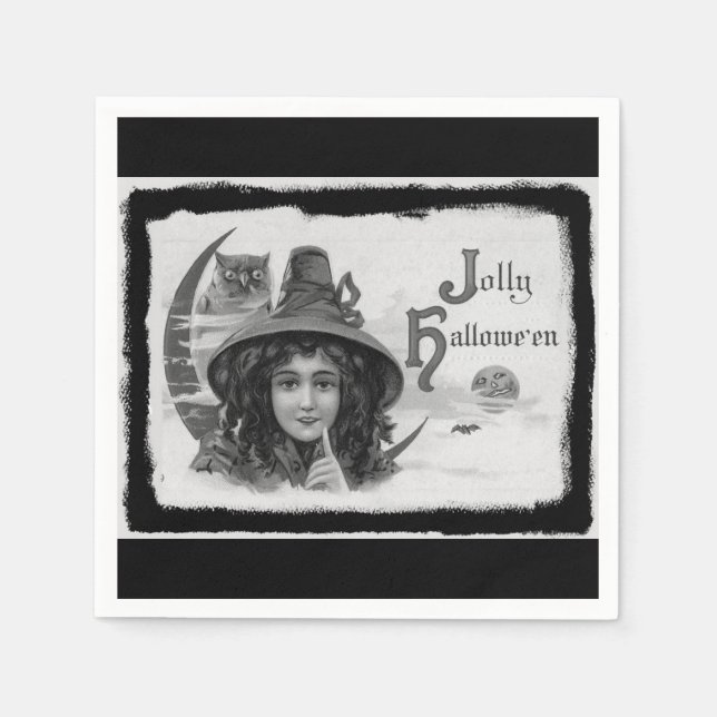 Serviette En Papier Vintage Jolly Halloween Witch (Devant)