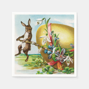 Serviette En Papier Vintage Joyeux lapin de Pâques OEufs de Pâques