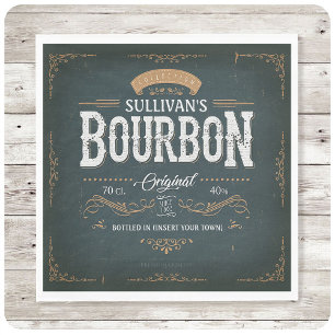 Serviette En Papier Vintage Look AJOUTER NOM American Bourbon Whiskey 